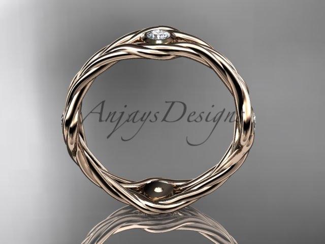 14k rose gold rope diamond wedding band RP8358B