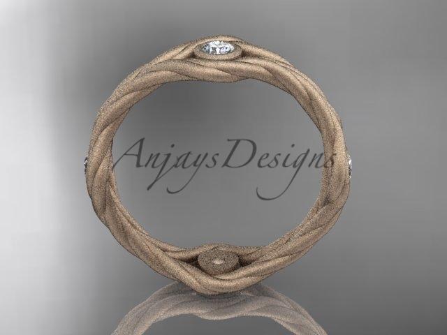 14k rose matte finish gold rope diamond wedding band RP8358B