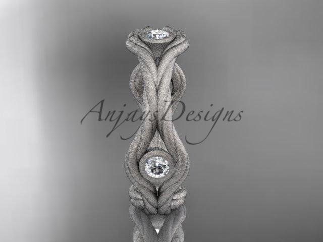 Platinum matte finish gold rope diamond wedding band RP8358B