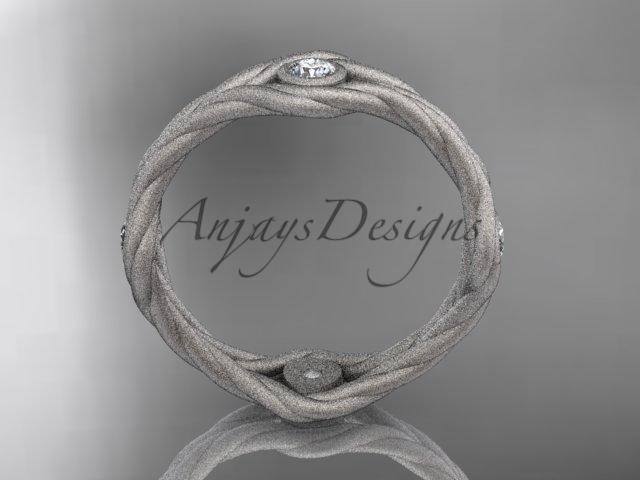 Platinum matte finish gold rope diamond wedding band RP8358B