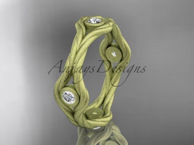 14k yellow matte finish gold rope diamond wedding band RP8358B