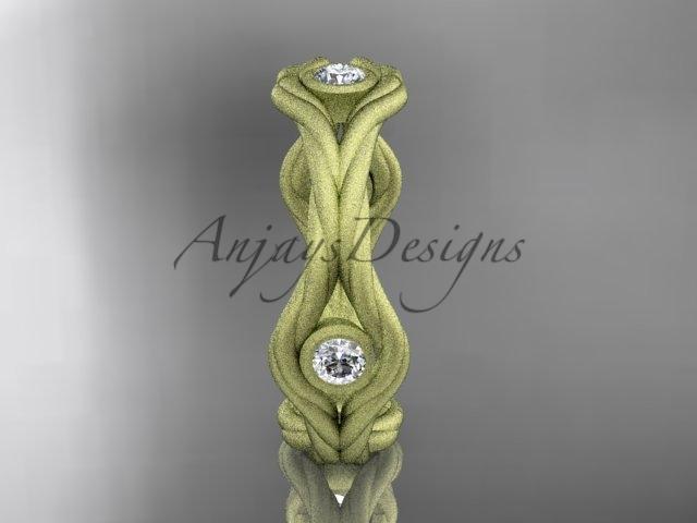 14k yellow matte finish gold rope diamond wedding band RP8358B