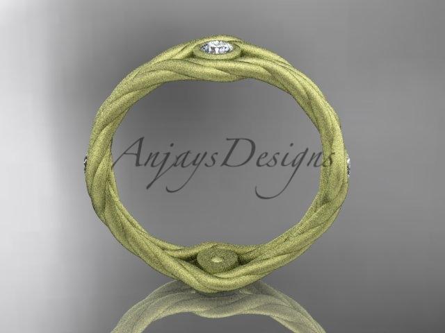 14k yellow matte finish gold rope diamond wedding band RP8358B
