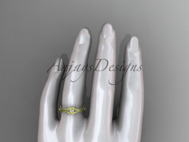 14k yellow matte finish gold rope diamond wedding band RP8358B