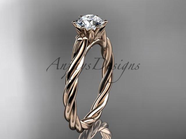 14kt rose gold rope engagement ring RP835
