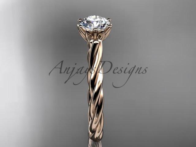 14kt rose gold rope engagement ring RP835