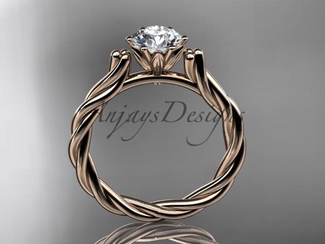 14kt rose gold rope engagement ring RP835
