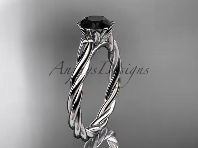 Platinum rope engagement ring with a Black Diamond center stone RP835