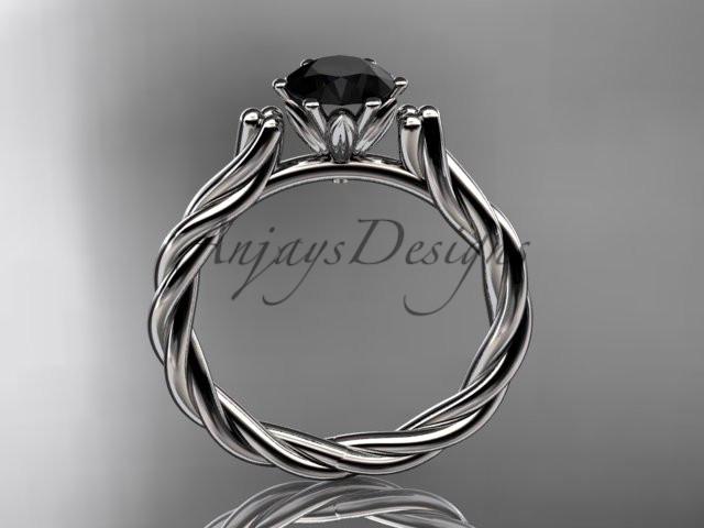 Platinum rope engagement ring with a Black Diamond center stone RP835