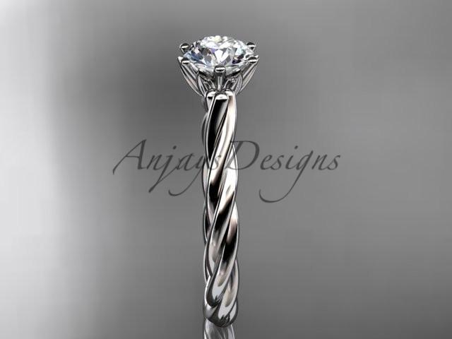 14kt white gold rope engagement ring RP835