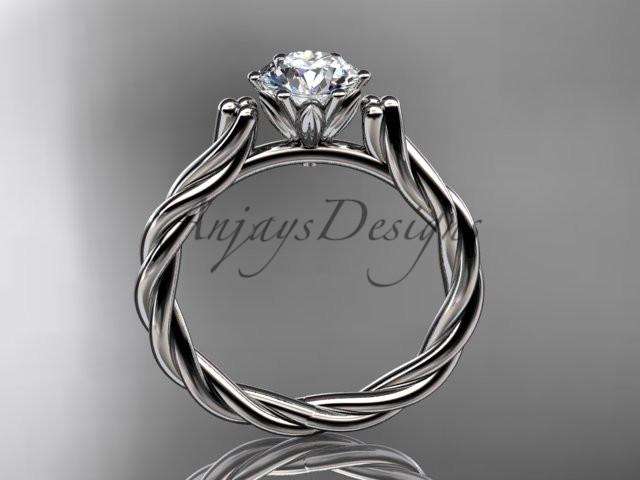 Platinum rope engagement ring with a "Forever One" Moissanite center stone RP835