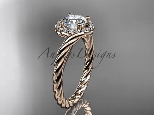 14kt rose gold diamond rope engagement ring RP8379
