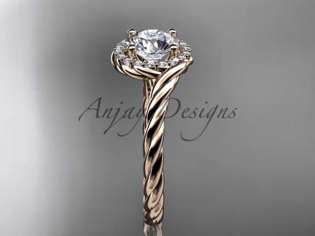 14kt rose gold diamond rope engagement ring RP8379