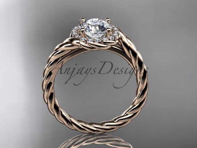 14kt rose gold diamond rope engagement ring RP8379