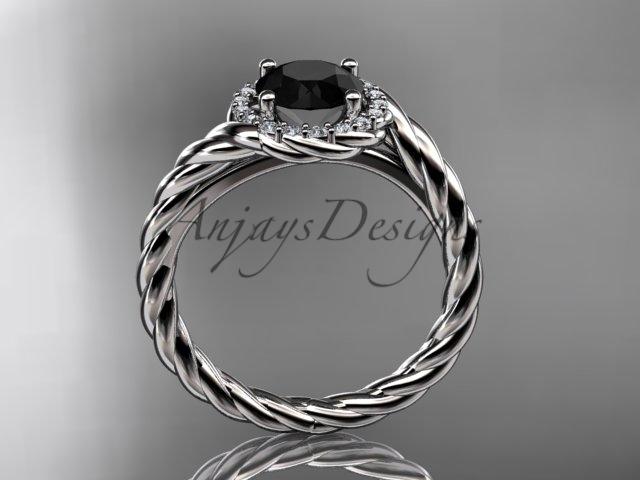 Platinum Black Diamond rope engagement ring RP8379