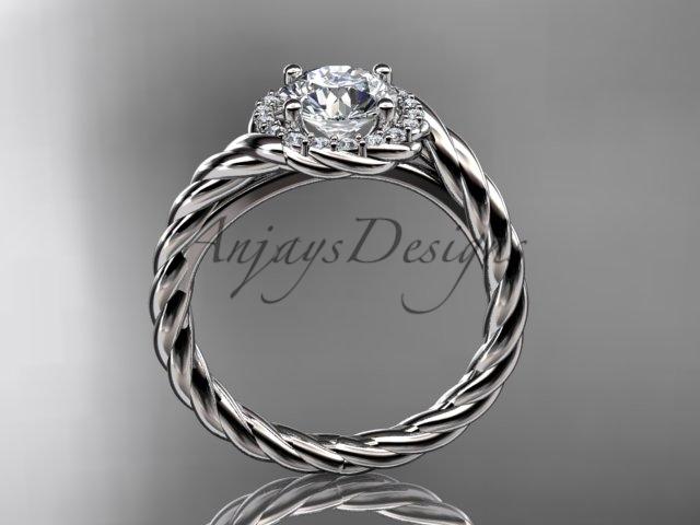 14kt white gold diamond rope engagement ring RP8379