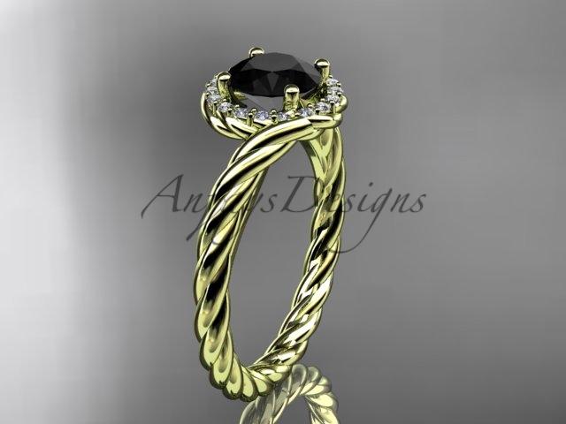 14kt yellow gold Black Diamond rope engagement ring RP8379