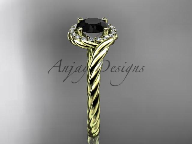 14kt yellow gold Black Diamond rope engagement ring RP8379