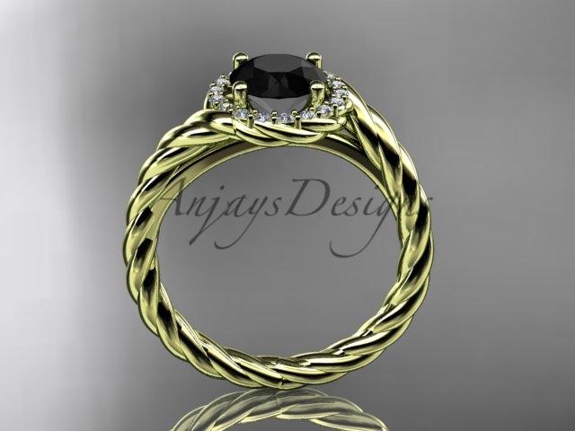14kt yellow gold Black Diamond rope engagement ring RP8379