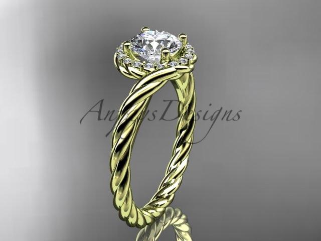 14kt yellow gold diamond rope engagement ring RP8379