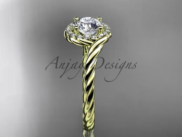 14kt yellow gold diamond rope engagement ring RP8379