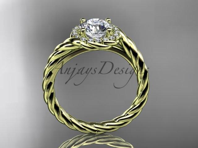 14kt yellow gold diamond rope engagement ring RP8379
