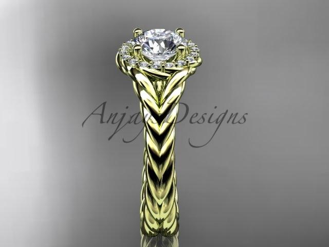 14kt rose gold halo rope diamond engagement ring "Forever One" Moissanite center stone RP8380