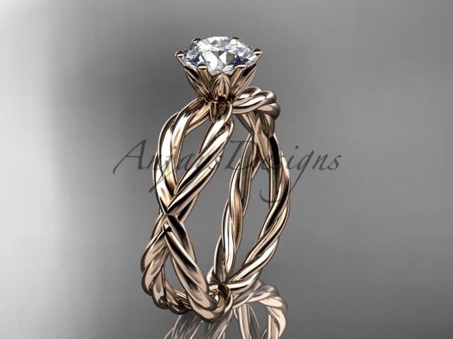 14kt rose gold rope engagement ring RP870