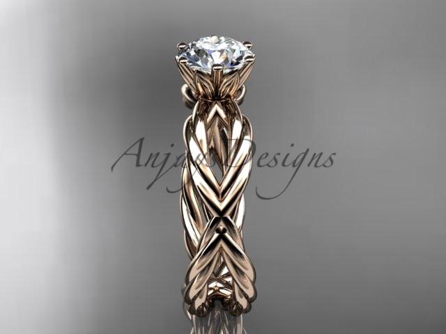 14kt rose gold rope engagement ring RP870