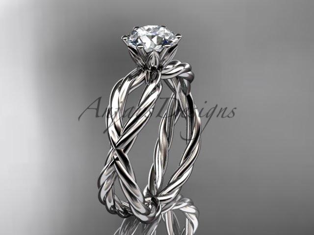Platinum rope engagement ring with a "Forever One" Moissanite center stone RP870