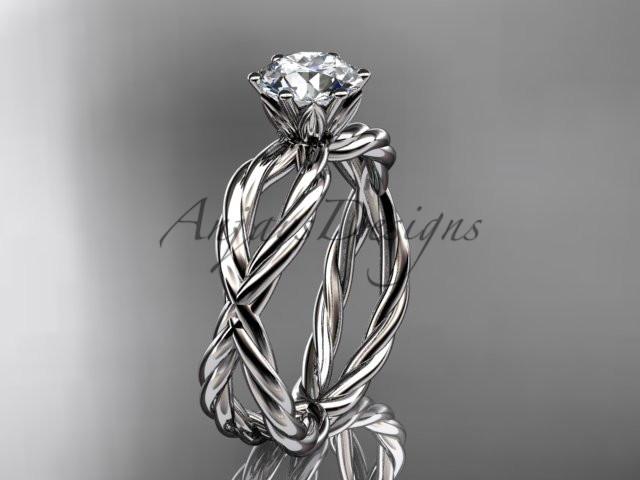 14kt white gold rope engagement ring RP870