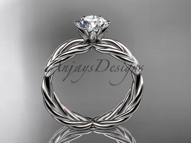 Platinum rope engagement ring with a "Forever One" Moissanite center stone RP870