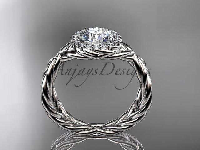 14kt white gold diamond rope engagement ring RP889