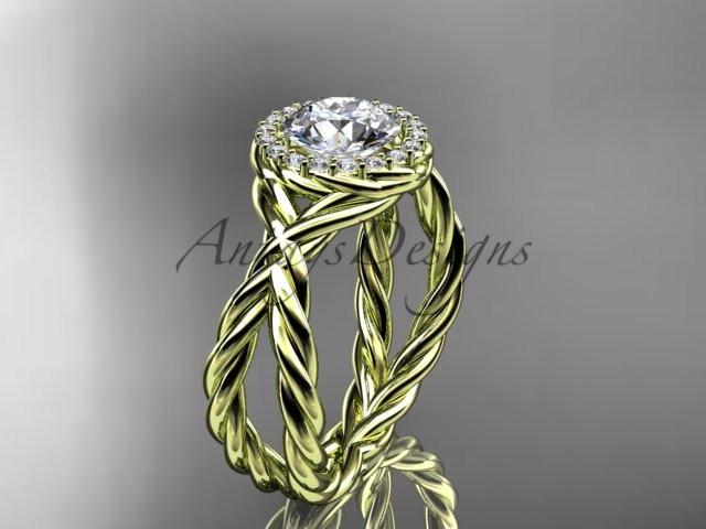 14kt yellow gold diamond rope engagement ring RP889