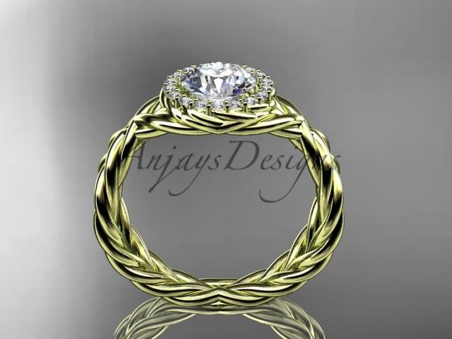 14kt yellow gold diamond rope engagement ring RP889