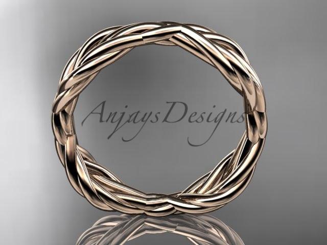 14k rose gold rope wedding band RP898G