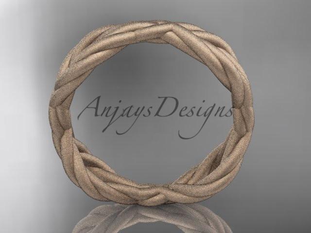 14k rose gold rope matte finish wedding band RP898G