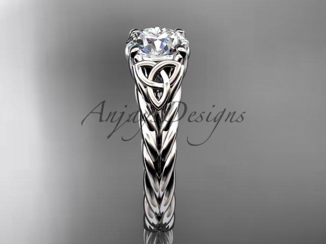 platinum celtic rope engagement ring with a "Forever One" Moissanite center stone RPCT9108