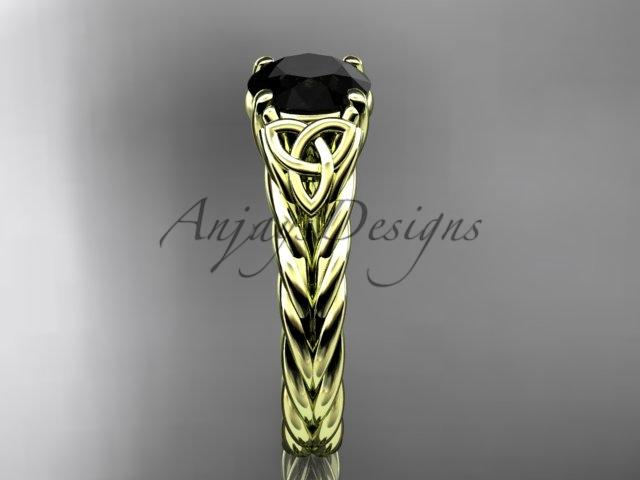 14kt yellow gold celtic rope engagement ring with a Black Diamond center stone RPCT9108