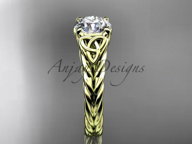 14kt yellow gold celtic rope engagement ring with a "Forever One" Moissanite center stone RPCT9108