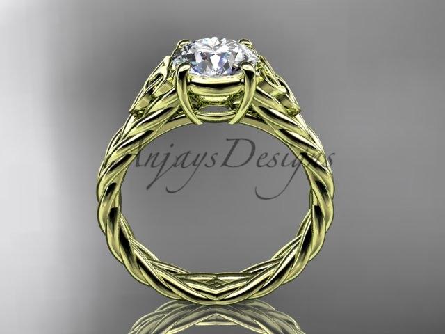 14kt yellow gold celtic rope engagement ring with a "Forever One" Moissanite center stone RPCT9108
