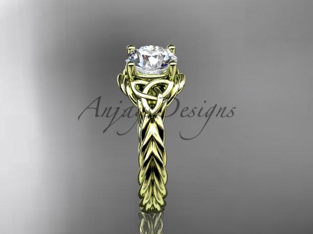 14kt yellow gold rope triquetra celtic engagement ring RPCT9112