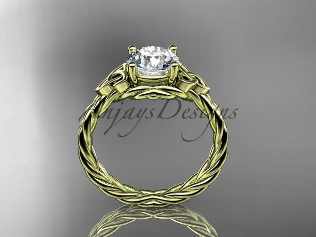 14kt yellow gold rope triquetra celtic engagement ring RPCT9112