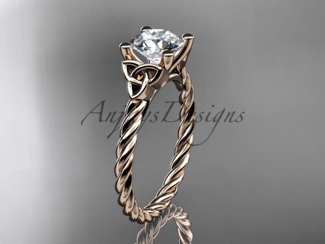14kt rose gold rope triquetra celtic engagement ring RPCT9116