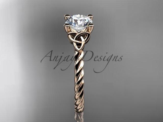 14kt rose gold rope triquetra celtic engagement ring RPCT9116