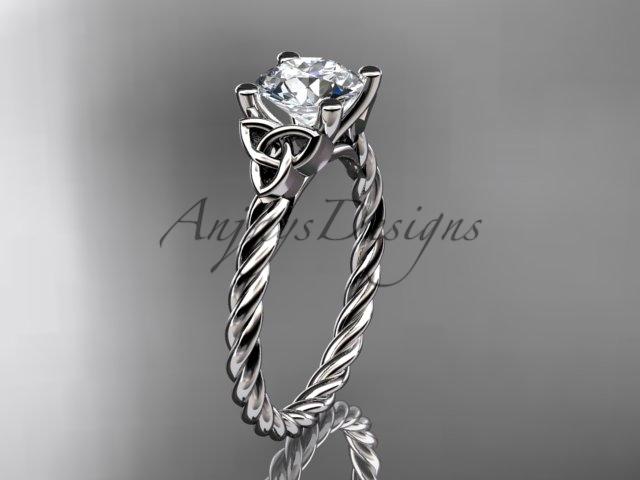 14kt white gold rope triquetra celtic engagement ring RPCT9116