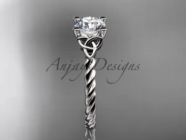 Platinum rope triquetra celtic engagement ring RPCT9116