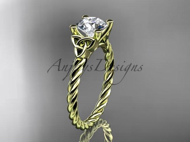 14kt yellow gold rope triquetra celtic engagement ring RPCT9116