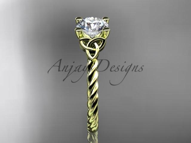 14kt yellow gold rope triquetra celtic engagement ring RPCT9116