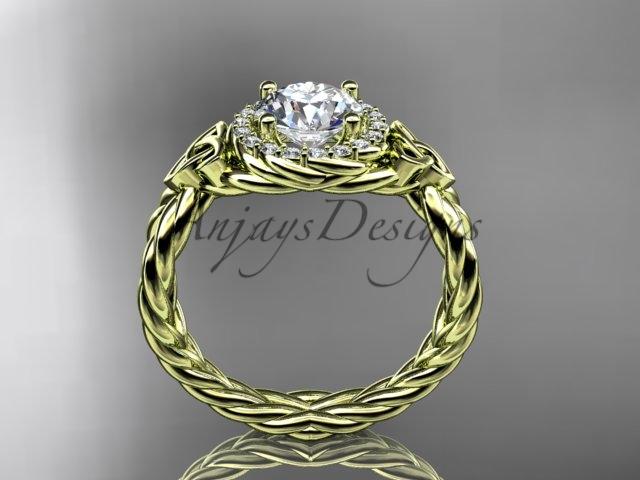 14kt yellow gold rope halo celtic triquetra engagement ring RPCT9127